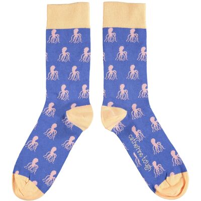 Chaussettes mi-mollet femme coton bio - SEAHORSE - bleu vif