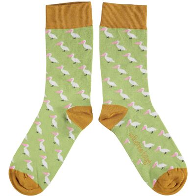 Chaussettes mi-mollet femme coton bio - PELICAN - vert clair