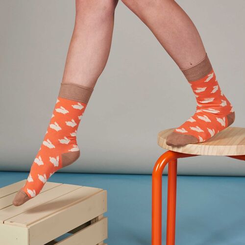 Women's Organic Cotton Crew Socks - RABBIRS - peach