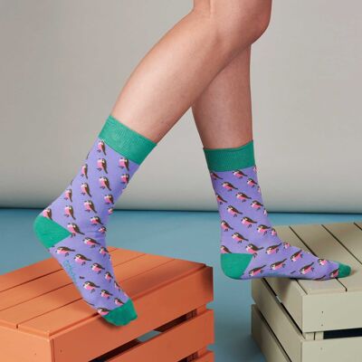 Women's Organic Cotton Crew Socks - ROBINS - lilac