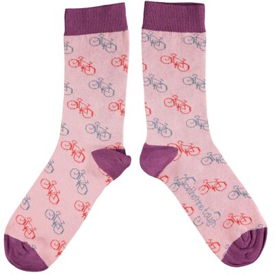Women's Organic Cotton Crew Socks - BIKE - dusky pink