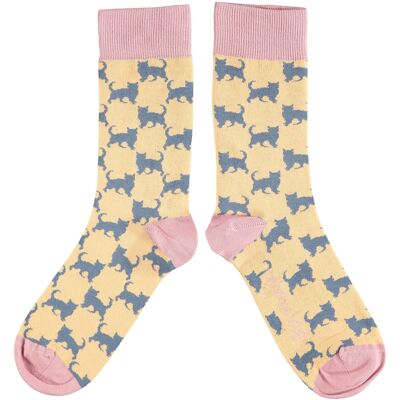 Chaussettes mi-mollet femme coton bio - CAT - pêche clair