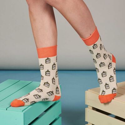 Chaussettes mi-mollet femme coton bio - GIN - avoine