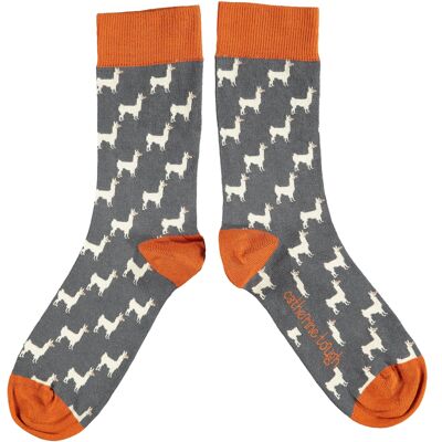 Women's Organic Cotton Crew Socks - LLAMA - slate grey