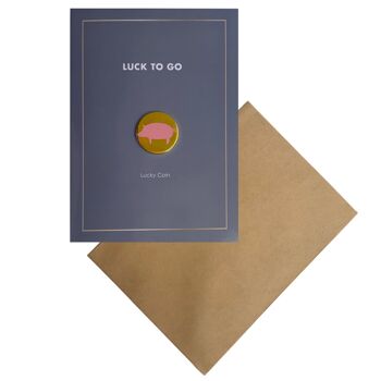 Glücksschwein - "La chance d'y aller" Grußkarte mit Briefumschlag 2