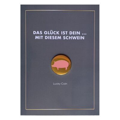 Glücksschwein - Grußkarte mit Lucky Coin