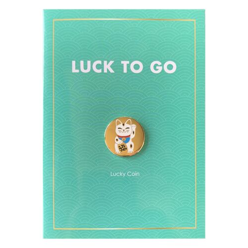 Glücksmünze „Lucky Cat“ mit Grußkarte und Briefumschlag | Glücksbringer | Einkaufswagen-Chip | Viel Glück - Viel Erfolg Karte