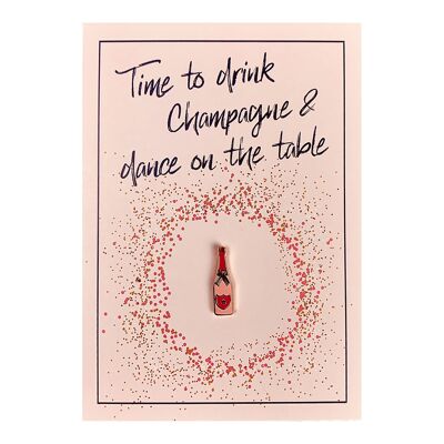 Carte Champagner avec Ansteck-Pin | Carte postale | Sylvestre | Neujahr | Fête | Feiern