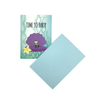 Geburtstagskarte mit Meerjungfrau Ansteck-Pin en cadeau 4