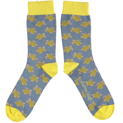 Women's Organic Cotton Crew Socks - TURTLE - blue