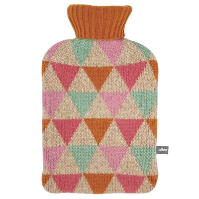 Hot Water Bottle Covers - Lambswool - TRIANGLES -mushroom