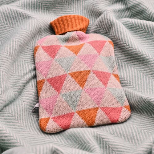 Hot Water Bottle Covers - Lambswool - TRIANGLES -mushroom