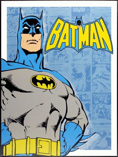 Plaque metal Batman Buste fond bleu