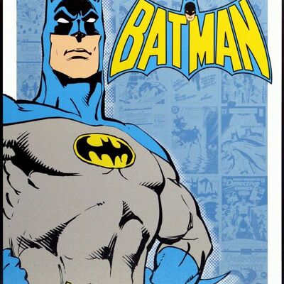 Placa metálica Busto de Batman fondo azul