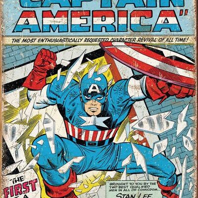 Plaque metal Captain America Comics