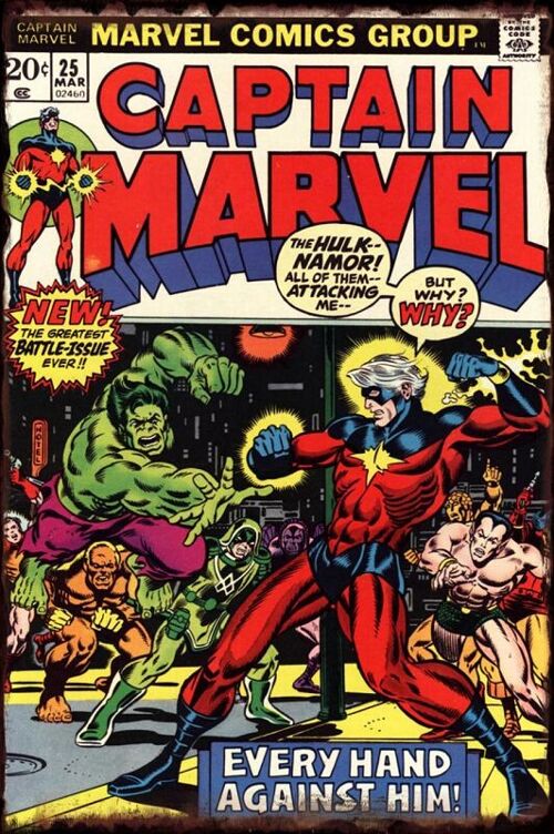 Plaque metal Captain Marvel