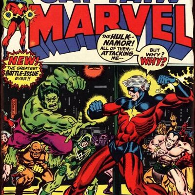 Plaque metal Captain Marvel