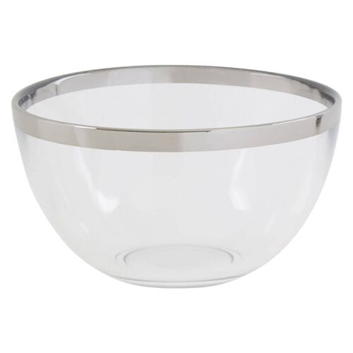 15cm Plain Glass Bowl with Silver Rim