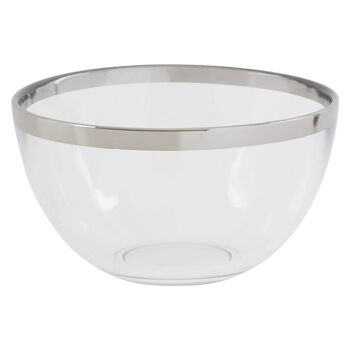 15cm Plain Glass Bowl with Silver Rim 1