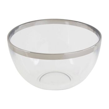 15cm Plain Glass Bowl with Silver Rim 3