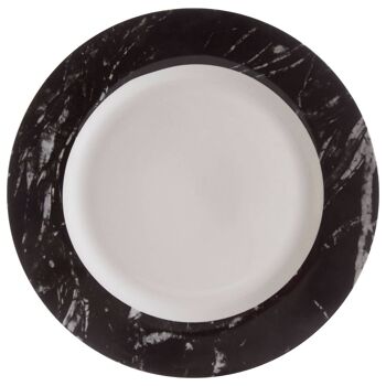 16 Pc White/Black Marble Effect Dinner Set 3