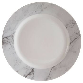 16 Pc White/Grey Marble Effect Dinner Set 3