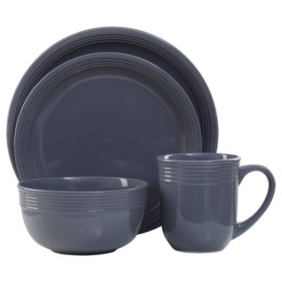 16pc Dark Grey Textured Dinner Set