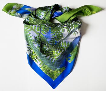 Petit Foulard Carré de soie, Bandana, Imprimé unique printanier,Acacia 1