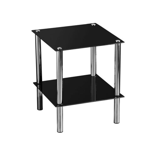 2 Tier Black Glass End Table