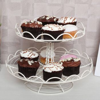 2 Tier Cream Wire Cake Stand 3