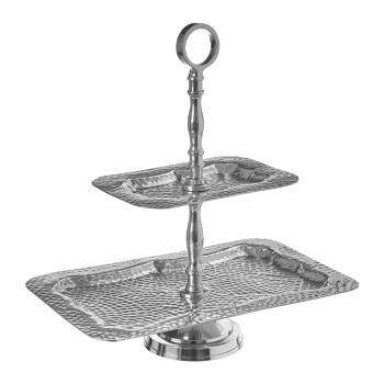 2 Tier Hammered Aluminum Cake Stand 3