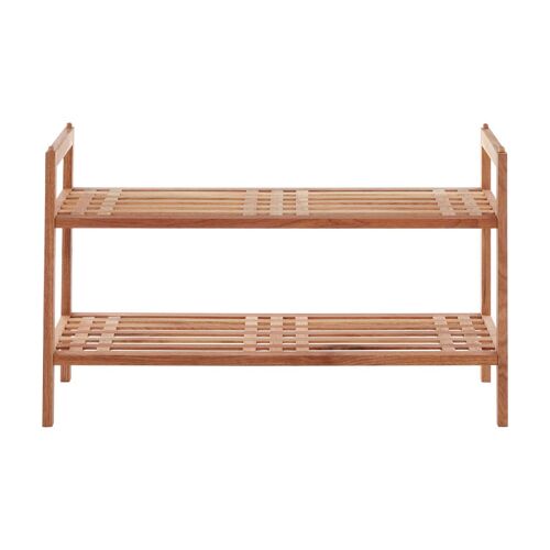 2 Tier Slatted Design Stackable Shoe Rack