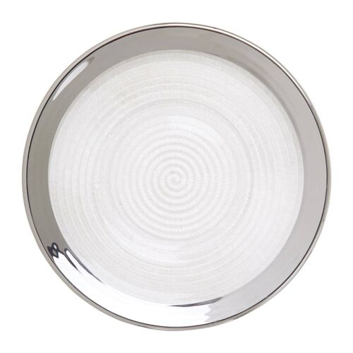 21cm Embossed Side Plate with Silver Rim