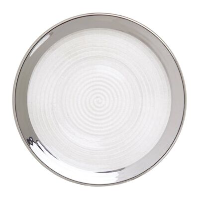 21cm Embossed Side Plate with Silver Rim