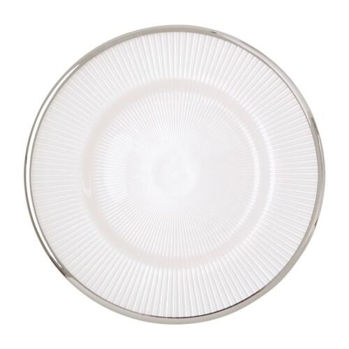 21cm Embossed White Glass Side Plate