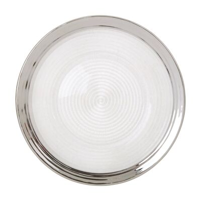 27cm Embossed Dinner Plate with Silver Rim