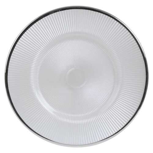 27cm Embossed White Glass Diner Plate