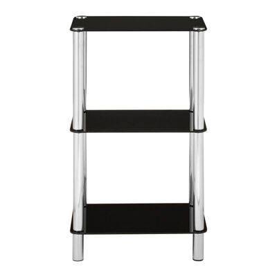 3 Tier Black Glass Shelf Unit