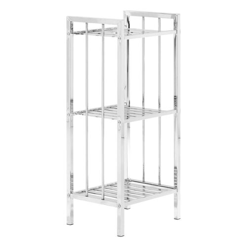 3 Tier Chrome Shelf Unit with Slatted Sides