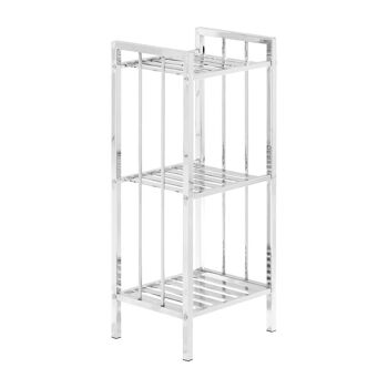 3 Tier Chrome Shelf Unit with Slatted Sides 5