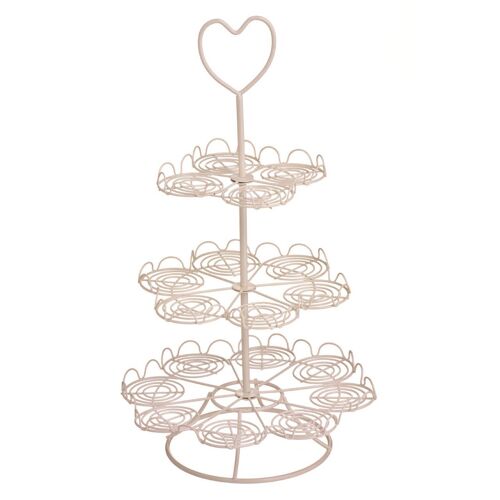 3 Tier Cream Wire 18 Cups Cupcake Stand