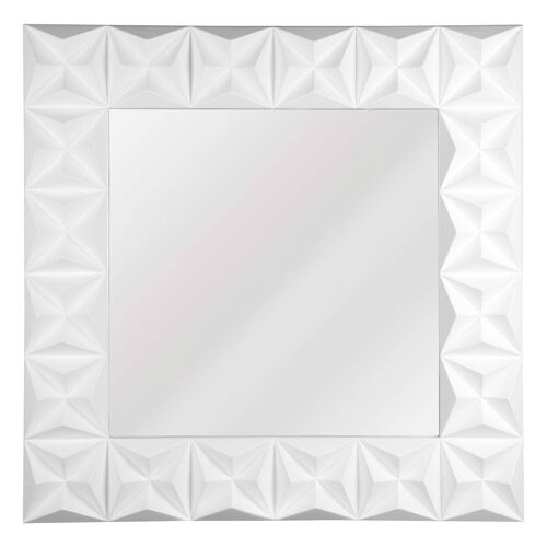 3D Effect Wall Mirror with White High Gloss Finish