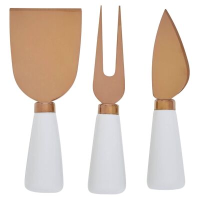 3pc White and Rose Gold Cheese Knife Set