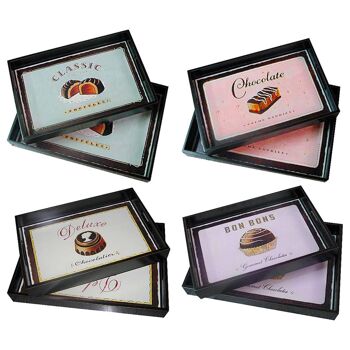 4 Assorted Designs Trays - Set of 2 1