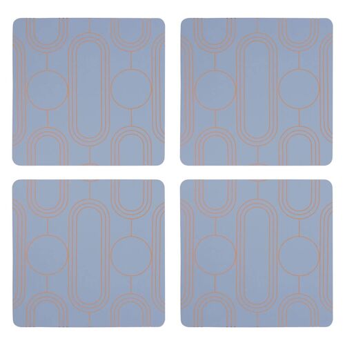 4pc Frosted Deco Blue Coasters
