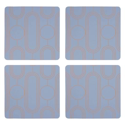 4pc Frosted Deco Blue Coasters