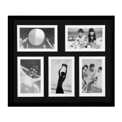 5 Picture 4 x 6" Black Plastic Photo Frame