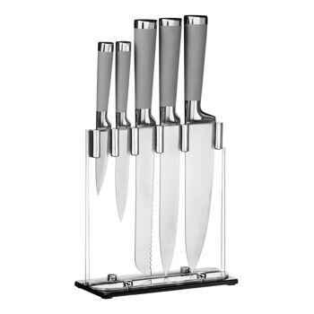 5pc Knife Set with Grey Handles 3