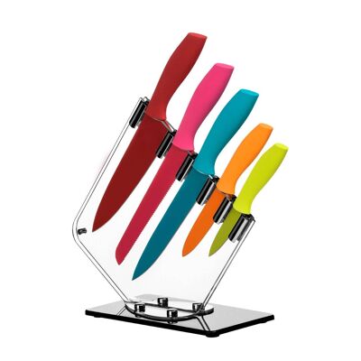 5pc Multi Colour Soft Grip Handle Knife Set