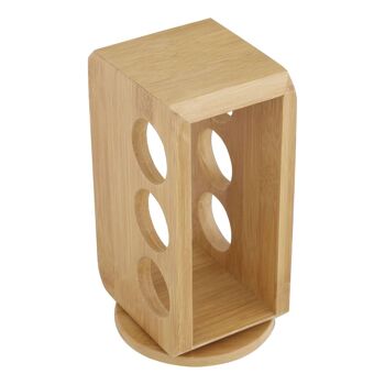 6 Bottles Bamboo Wood Revolving Spice Rack 3